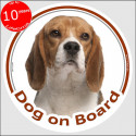 Beagle, circle car sticker "Dog on board" 15 cm