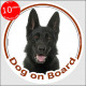 Black German Shepherd , circle sticker "Dog on board" car decal label adhesive car short hair photo notice