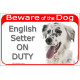Portal Sign red 24 cm Beware of the Dog, English Setter on duty, gate plate British dog photo placard Lawerack Laverack Llewelli