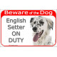 Red Portal Sign "Beware of the Dog, English Setter on duty" 24 cm
