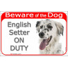 Red Portal Sign "Beware of the Dog, English Setter on duty" 24 cm