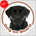 Labrador, circle sticker "Dog on board" 15 cm