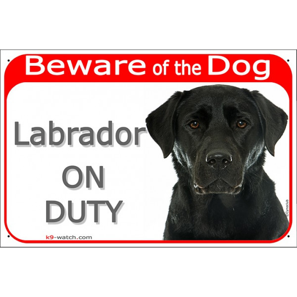 Black Labrador Shut The Gate Beware of The Dog Metal Sign 16x4
