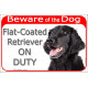Red Portal Sign "Beware of the Dog, black Flat-Coated Retriever on duty" 24 cm, gate plate notice photo