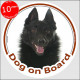 black Schipperke, circle sticker "Dog on board" 15 cm, car decal label adhesive dog photo Spitzke Spitske, Spits