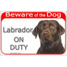 Red Portal Sign "Beware of the Dog, Labrador on duty" 24 cm