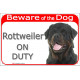 Red Portal Sign "Beware of the Dog, Rottweiler on duty" 24 cm, gate plate photo notice Rottie