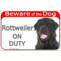 Red Portal Sign "Beware of the Dog, Rottweiler on duty" 24 cm
