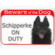 Red Portal Sign "Beware of the Dog, Schipperke on duty" 24 cm, gate plate photo notice placard