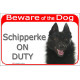 Red Portal Sign "Beware of the Dog, Schipperke on duty" 24 cm
