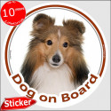 Shetland, car circle sticker "Dog on board" 15 cm
