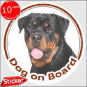 Rottweiler, car circle sticker "Dog on board" 15 cm