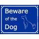 Blue Street Portal Sign "Beware of the Dog" - 2 sizes, gate plate notice, placard color panel