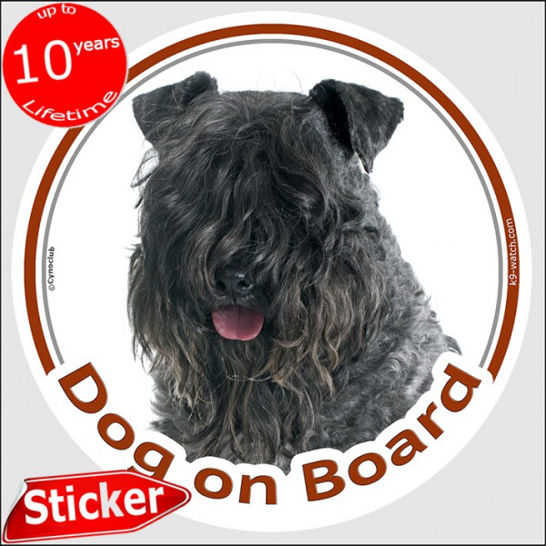 Irish Kerry Blue Terrier, circle sticker "Dog on board" 15 cm, car decal label adhesive photo notice