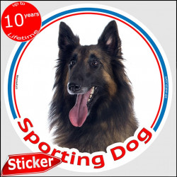 Belgian Shepherd Tervuren circle sticker In/Out "Sporting Dog" 15 cm, decal label adhesive sport photo notice agility
