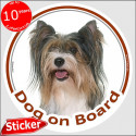 Yorkshire Biewer, circle sticker "Dog on board" 15 cm