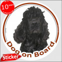 Black American Cocker, circle sticker "Dog on board" 15 cm