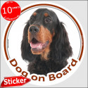 Setter Gordon, car circle sticker "Dog on board" 15 cm