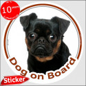 Brabançon Griffon, car circle sticker "Dog on board" 15 cm