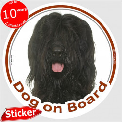 Black Briard, car circle sticker "Dog on board" 15 cm