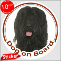 Black Briard, car circle sticker "Dog on board" 15 cm