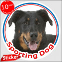 Beauceron, circle car sticker "Sporting Dog" 15 cm
