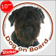 Bouvier des Flandres, circle sticker "Dog on board" 15 cm decal label photo notice Flanders Cattle