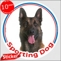 Malinois, circle car sticker "Sporting Dog" 15 cm