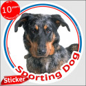 Beauceron, circle car sticker "Sporting Dog" 15 cm Indoor/Outdoor