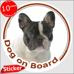 French Bulldog, car circle sticker "Dog on board" 15 cm