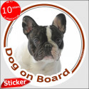 French Bulldog, car circle sticker "Dog on board" 15 cm