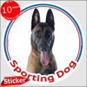 Malinois, circle car sticker "Sporting Dog" 15 cm Indoor/Outdoor