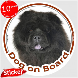 Circle sticker "Dog on board" 15 cm, Black Chow-Chow Head, decal adhesive car label panda choo photo