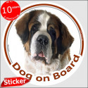 St. Bernard, car circle sticker "Dog on board" 15 cm
