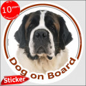 St. Bernard, car circle sticker "Dog on board" 15 cm