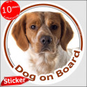 Brittany Spaniel, car circle sticker "Dog on board" 15 cm