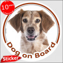 Brittany Spaniel, car circle sticker "Dog on board" 15 cm
