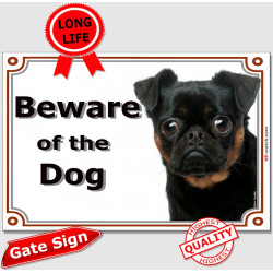 Brabançon Griffon head, Gate Sign Beware of the Dog plaque placard panel photo notice Brussels Belgium
