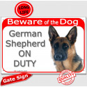 Red Portal Sign "Beware of the Dog, German Shepherd on duty" 24 cm