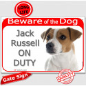 Red Portal Sign "Beware of the Dog Jack Russell on duty" 24 cm