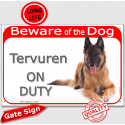 Portal Sign red "Beware of the Dog, Tervueren on duty" 24 cm