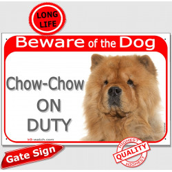 Red Portal Sign "Beware of the Dog, Chow-Chow on duty" 24 cm