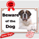 St. Bernard lying, portal Sign "Beware of Dog" Bernhardshund Bernhardiner door plate portal placard photo