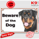 Rottweiler head, portal Sign "Beware of the Dog" gate plate rotate, placard panel Rott gate plate photo notice, door plaque
