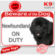 Red Portal Sign "Beware of the Dog, Black Newfoundland on duty" Plate photo notice newf Gate panel