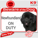Red Portal Sign "Beware of the Dog, Newfoundland on duty" 24 cm