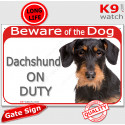 Red Portal Sign "Beware of Dog, Dachshund on duty" 24 cm