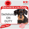 Red Portal Sign "Beware of Dog, Dachshund on duty" 24 cm