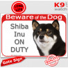 Red Portal Sign "Beware of Dog, Shiba Inu on duty" Gate plate Black, white & Tan tricolor Shiba photo notice