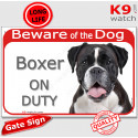 Red Portal Sign "Beware of the Dog, Boxer on duty" 24 cm